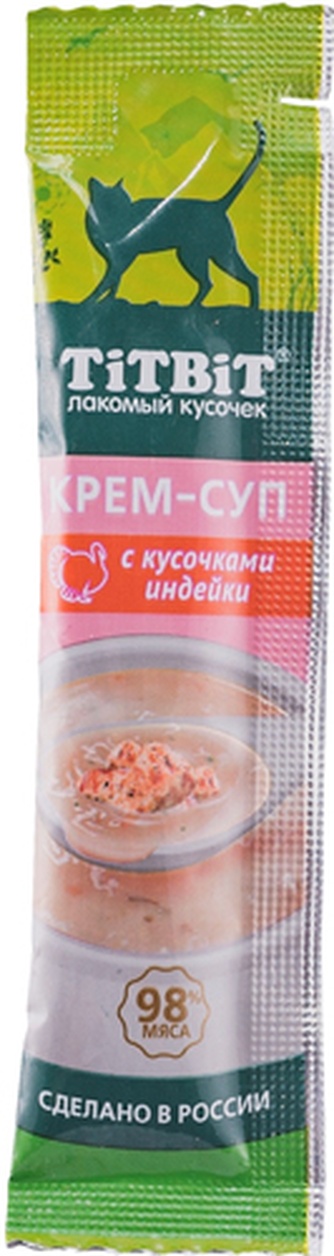 Лакомство для кошек TITBIT Лакомый кусочек Крем-суп с кусочками Индейки (10 г)