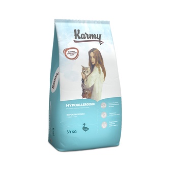 Корм сухой для взрослых кошек KARMY Hypoallergenic склонных к пищевой аллергии с уткой (10 кг)