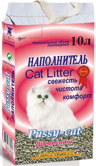 Наполнитель впитывающий древесный для кошек PUSSY-CAT Cat Litter (10 л/5 кг)