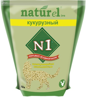 Наполнитель комкующийся кукурузный для кошек №1 Naturel (4,5 л)