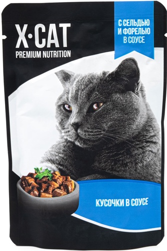 Корм влажный для кошек GINA X - Cat с сельдью и форелью в соусе (85 г)