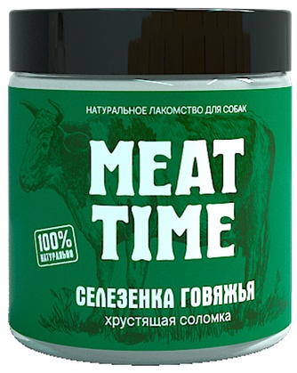 Лакомство для собак мелких пород MEAT TIME Селезёнка говяжья Хрустящая соломка (50 г)