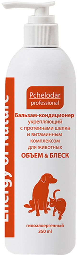 Бальзам-кондиционер для животных PCHELODAR укрепляющий с протеинами шелка и витаминным комплексом (350 мл)