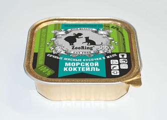 Корм влажный для кошек ZOORING Морской Коктейль Кусочки в желе (0,1 кг)