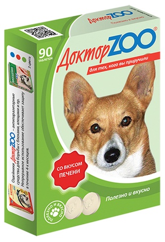 Кормовая добавка для собак ДОКТОР ZOO Таблетки печень (90 таб)
