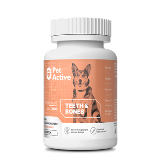 Витаминно-минеральный комплекс для собак PETACTIVE Teeth & Bones для зубов и костей (100 таб)