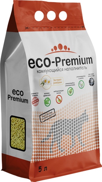 Наполнитель комкующийся древесный для кошек ECO-PREMIUM ромашка (5 л)