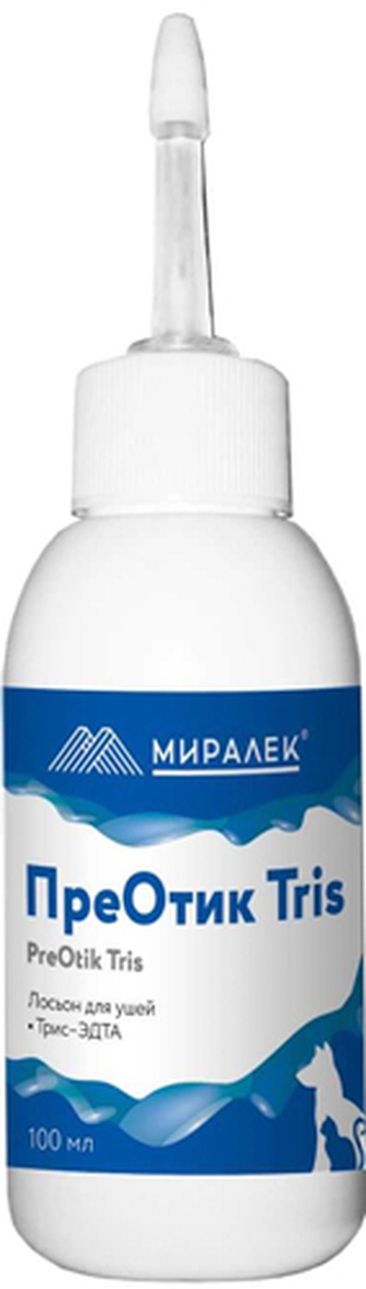 Лосьон для кошек и собак МИРАЛЕК ПреОтик TRIS для очищения ушей (100 мл)