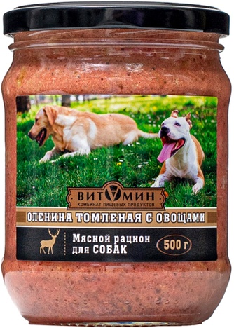 Корм влажный для собак ВИТАМИН Оленина томленая с овощами (500 г)