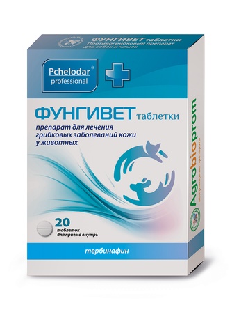 Таблетки для кошек и собак PCHELODAR Фунгивет для лечения грибковых заболеваний кожи (20 таб)
