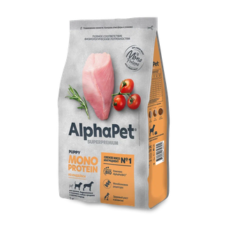 Корм сухой для собак средних и крупных пород ALPHAPET MONOPROTEIN с индейкой (2 кг)