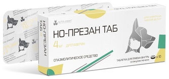 Таблетки для кошек и собак до 5 кг NITA-FARM Но-презан ТАБ 4мг спазмолитическое средство (10 таб)