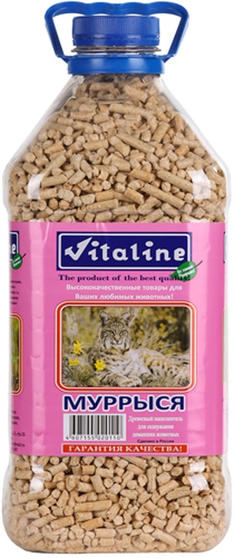 Наполнитель комкующийся древесный для кошек VITALINE Муррыся (4,5 л/3 кг)