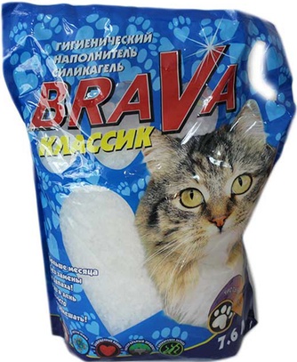 Наполнитель впитывающий силикагелевый для кошек BRAVA Классик-В (7,6 л)