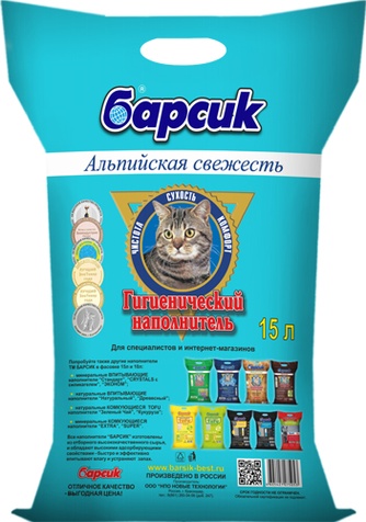 гранулы  впитывающий Опоковый для взрослых кошек БАРСИК альпийская свежесть (15 л)