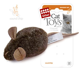 Игрушка для кошек GIGWI Melody chaser Мышка со звуковым чипом меховая (15 см)