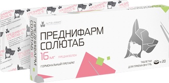 Таблетки для кошек и собак NITA-FARM преднифарм солютаб  (16 мг/20 таб)