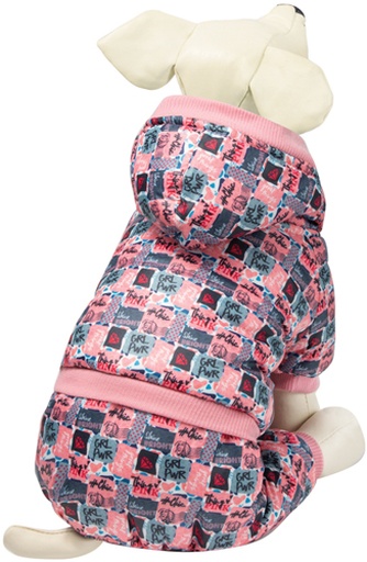 Комбинезон для собак TRIOL Модница М зимний серо-розовый (30 см)