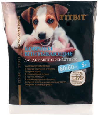 Коврики впитывающие для животных TITBIT (60*60 см/5 шт)