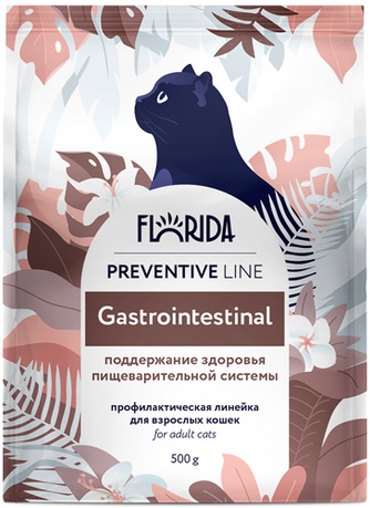 Корм сухой для кошек FLORIDA Preventive Line Gastrointestinal поддержание здоровья пищеварительной системы (500 г)
