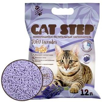 Наполнитель комкующийся растительный для кошек CAT STEP TOFU Lavender (12 л)