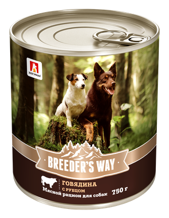 Корм влажный для собак ЗООГУРМАН BREEDER'S WAY говядина с рубцом (750 г)