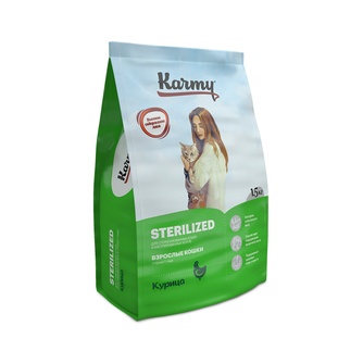 Корм сухой для стерилизованных кошек и кастрированных котов KARMY Sterilized с курицей (1,5 кг)