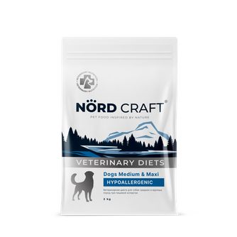 Корм сухой для собак средних и крупных пород NORD CRAFT Dogs Medium & Maxi Hypoallergenic при пищевой аллергии (2 кг)