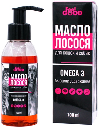 Кормовая добавка для кошек и собак FEEL GOOD Масло лосося (100 мл)