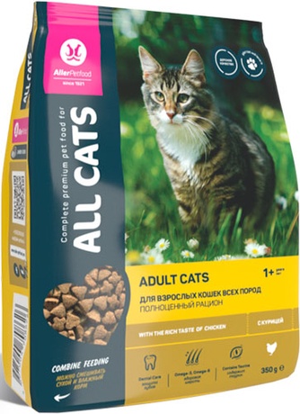 Корм сухой для взрослых кошек ALL CATS ADULT с курицей (350 г)