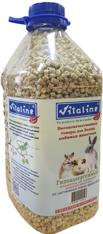 Наполнитель впитывающий древесный для животных VITALINE гипоаллергенный (4,5 л)