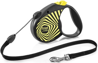 Поводок-рулетка тросовый для собак до 20кг TRIOL Flexi Life Geometry Yellow желтый с черным (M/5м)
