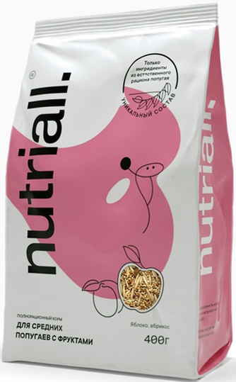 Корм сухой для средних попугаев NUTRIALL с фруктами (0,4 кг)
