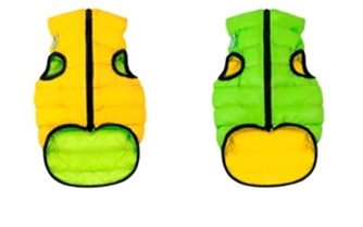 Куртка двухсторонняя для собак миниатюрных пород AIRYVEST салатово-желтая (XS/22 см)