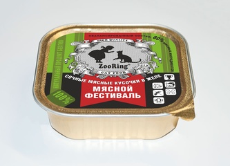 Корм влажный для кошек ZOORING Мясной Фестиваль кусочки в желе (100 г)