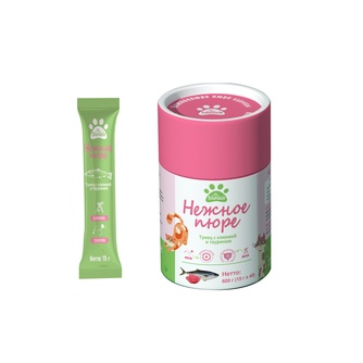 Лакомство для кошек BIOHAUS Нежное пюре Тунец и клюквой и таурином (40 шт/15 г)