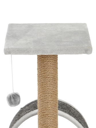 Когтеточка-столбик для кошек RICH BREED + дуга + площадка, джут, ковролин, светло-серый (35*30*56 см)