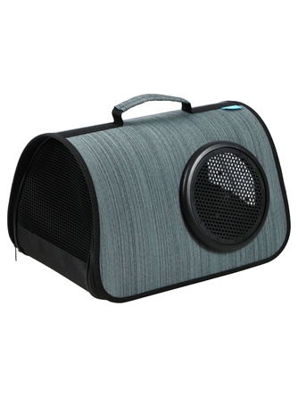 Сумка-переноска для кошек и собак RICH BREED MYJET иллюминатор/сетка, серо-изумрудная лайн (M/40*25*25 см)