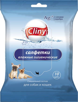 Влажные салфетки для кошек и собак ЭКОПРОМ Cliny гигиенические (10 шт)