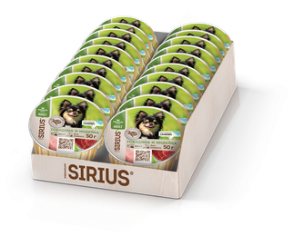 Корм влажный для взрослых собак малых и средних пород SIRIUS Premium с говядиной и индейкой (50 г)