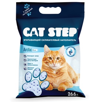 Наполнитель впитывающий силикагелевый для взрослых кошек CAT STEP arctic blue (26,6 л)