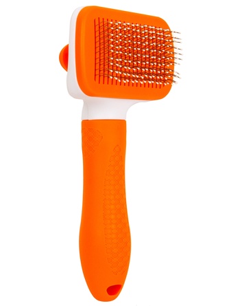 Пуходерка для животных RICH BREED Classic с кнопкой очистки, оранжевая (S/17*8*5,5 см)