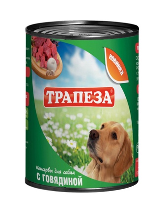 Корм влажный для собак ТРАПЕЗА говядина кусочки в соусе (350 г)