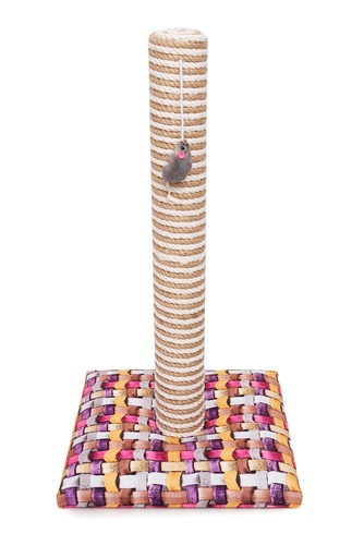 Когтеточка-столбик для кошек RICH BREED ЛАЙФСТАЙЛ с мышкой, джут, розовый (54*30 см)