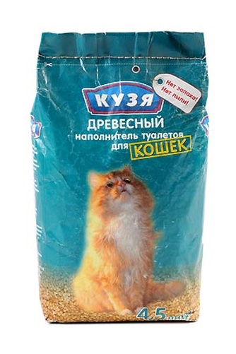 Наполнитель впитывающий древесный для кошек КУЗЯ (4,5 л/2,8 кг)