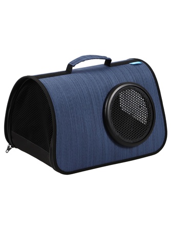 Сумка-переноска для кошек и собак RICH BREED MYJET иллюминатор/сетка, синяя лайн (M/40*25*25 см)