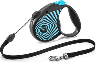 Поводок-рулетка тросовый для собак до 12кг TRIOL Flexi Life Geometry Blue синий с черным (S/5м)