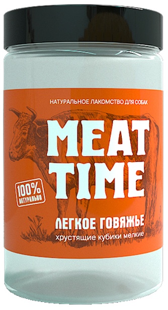 Лакомство для собак мелких пород MEAT TIME Легкое говяжье хрустящие кубики мелкие (90 г)