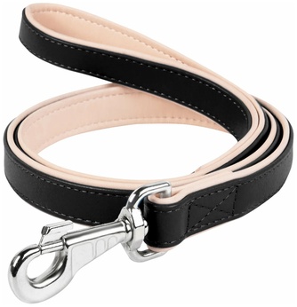 *38901 CoLLaR Brilliance Поводок кожаный двойной без украшений, 122см*25мм, черный