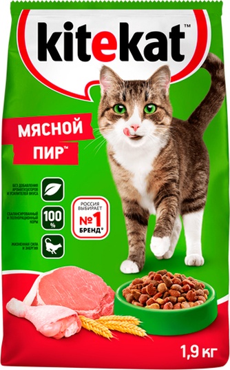 Корм сухой для кошек KITEKAT Мясной пир (1,9 кг)